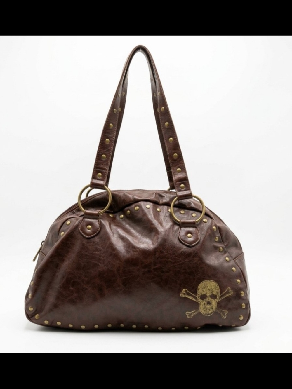 Vintage Y2K Style Espresso Coloured Studded Boho/Grunge Hobo Style Bag
